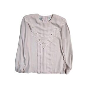 Vintage  Boho Women's  Collared Blouse 10 Pink Nilani Long‎ Sleeves